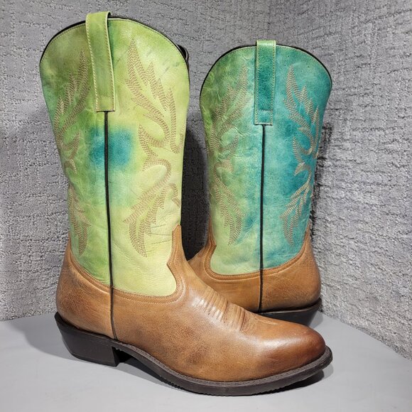 Masterson RBC824 Men's Size 14 EW US Brown Green Leather Pull on Western Boots - Picture 7 of 11